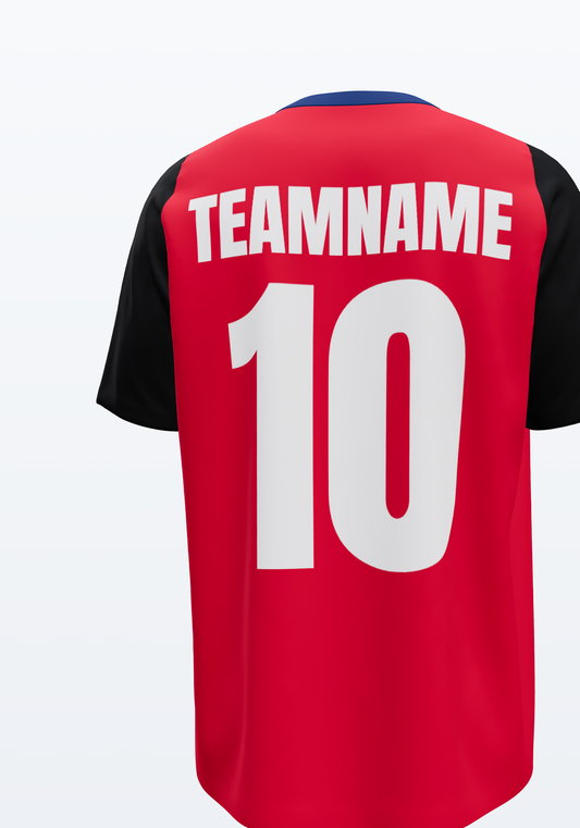 Fußballtrikot Rot/Schwarz – individuell bedrucken